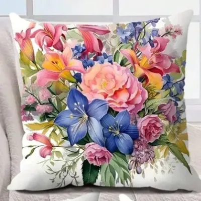 Lot de 2 housses de coussin motif floral de style shabby